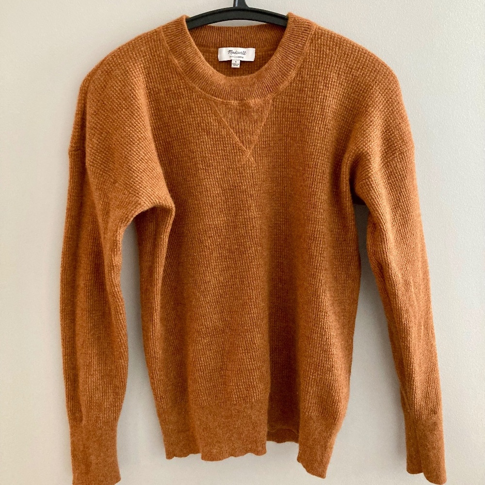Madewell Cashmere Crewneck Sweater, Camel, Small